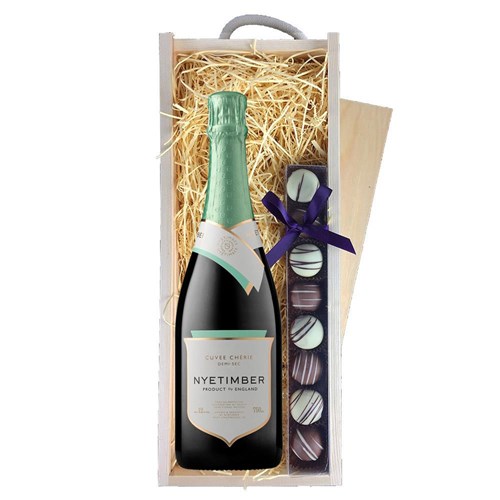 Nyetimber Curvee Cherie Demi-Sec NV English Sparkling Wine & Truffles, Wooden Box